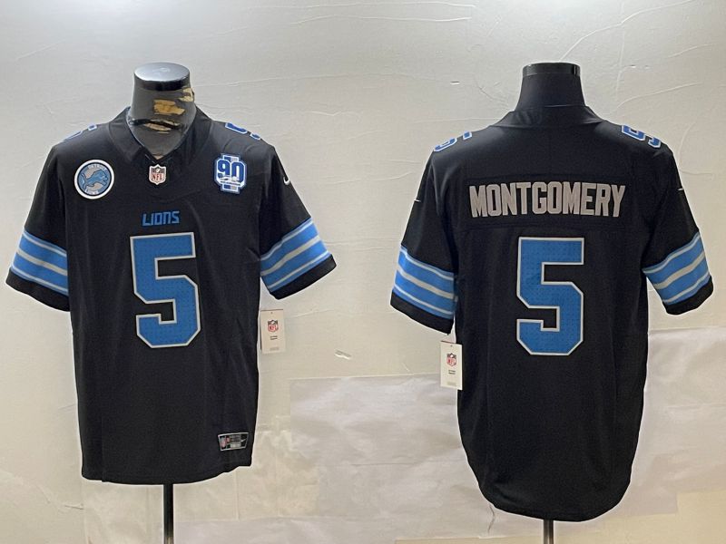 Men Detroit Lions 5 Montgomery Black three generations 2024 Nike Limited NFL Jersey style 4